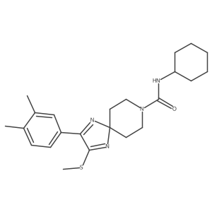 N-cyclohexyl-2-(3,4-dimethylphenyl)-3-(methylthio)-1,4,8-triazaspiro[4.5]deca-1,3-diene-8-carboxamide Structure