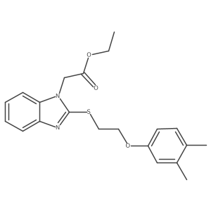 Ethyl 2-{2-[2-(3,4-dimethylphenoxy)ethylthio]benzimidazolyl}acetate结构式