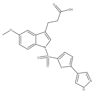3-{5-Methoxy-1-[5-(1h-pyrazol-4-yl)-thiophene-2-sulfonyl]-1h-indol-3-yl}-propionic acid结构式