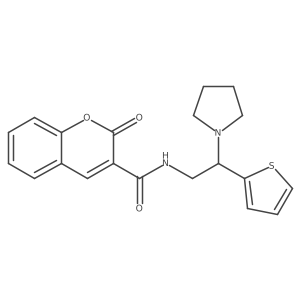 2-oxo-N-[2-(pyrrolidin-1-yl)-2-(thiophen-2-yl)ethyl]-2H-chromene-3-carboxamide结构式