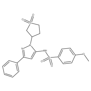 N-(1-(1,1-dioxidotetrahydrothiophen-3-yl)-3-phenyl-1H-pyrazol-5-yl)-4-methoxybenzenesulfonamide结构式