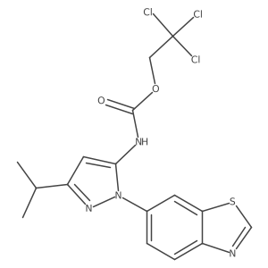 2,2,2-Trichloroethyl 1-(benzo[d]thiazol-6-yl)-3-isopropyl-1h-pyrazol-5-ylcarbamate结构式