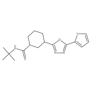 N-(tert-butyl)-3-(5-(thiophen-2-yl)-1,3,4-oxadiazol-2-yl)piperidine-1-carboxamide结构式