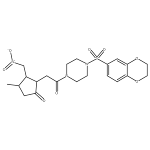 2-{2-[4-(2,3-Dihydro-1,4-benzodioxine-6-sulfonyl)piperazin-1-yl]-2-oxoethyl}-4-methyl-3-(nitromethyl)cyclopentan-1-one Structure