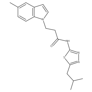 3-(5-methyl-1H-indol-1-yl)-N-[(2E)-5-(2-methylpropyl)-1,3,4-thiadiazol-2(3H)-ylidene]propanamide结构式