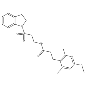 N-[2-(2,3-dihydro-1H-indole-1-sulfonyl)ethyl]-3-[4,6-dimethyl-2-(methylsulfanyl)pyrimidin-5-yl]propanamide结构式