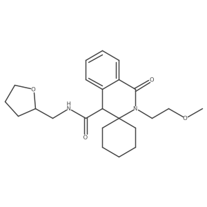 2'-(2-methoxyethyl)-1'-oxo-N-(tetrahydrofuran-2-ylmethyl)-1',4'-dihydro-2'H-spiro[cyclohexane-1,3'-isoquinoline]-4'-carboxamide结构式
