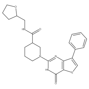 1-(4-oxo-7-phenyl-3,4-dihydrothieno[3,2-d]pyrimidin-2-yl)-N-(tetrahydrofuran-2-ylmethyl)piperidine-3-carboxamide结构式