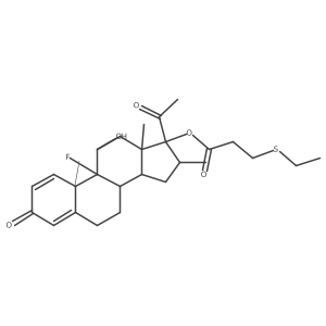 Pregna-1,4-diene-3,20-dione, 17-[3-(ethylthio)-1-oxopropoxy]-9-fluoro-11-hydroxy-16-methyl-, (11I(2),16I+/-)- Structure