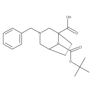 3-Benzyl-8-(tert-butoxycarbonyl)-3,8-diazabicyclo[3.2.1]octane-1-carboxylic acid结构式