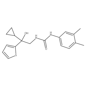 1-(2-Cyclopropyl-2-hydroxy-2-(thiophen-2-yl)ethyl)-3-(3,4-dimethylphenyl)urea结构式