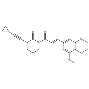 (E)-3-(Cyclopropylethynyl)-1-(3-(3,4,5-trimethoxyphenyl)acryloyl)-5,6-dihydropyridin-2(1H)-one结构式