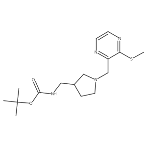 Tert-butyl ((1-((3-(methylthio)pyrazin-2-yl)methyl)pyrrolidin-3-yl)methyl)carbamate结构式