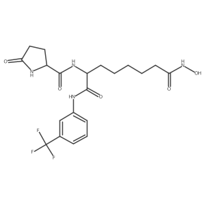 (S)-N8-Hydroxy-2-((R)-5-oxopyrrolidine-2-carboxamido)-N1-(3-(trifluoromethyl)phenyl)octanediamide结构式