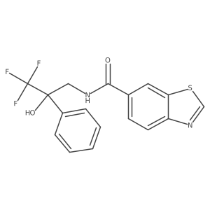 N-(3,3,3-trifluoro-2-hydroxy-2-phenylpropyl)benzo[d]thiazole-6-carboxamide结构式