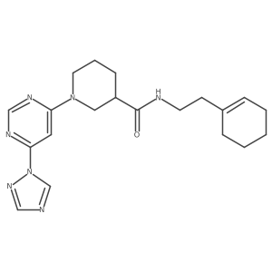 1-(6-(1H-1,2,4-triazol-1-yl)pyrimidin-4-yl)-N-(2-(cyclohex-1-en-1-yl)ethyl)piperidine-3-carboxamide结构式
