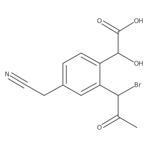 2-(1-Bromo-2-oxopropyl)-4-(cyanomethyl)mandelic acid Structure