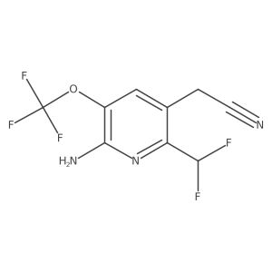 2-(6-Amino-2-(difluoromethyl)-5-(trifluoromethoxy)pyridin-3-yl)acetonitrile结构式