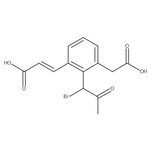 2-(1-Bromo-2-oxopropyl)-3-(carboxymethyl)cinnamic acid结构式