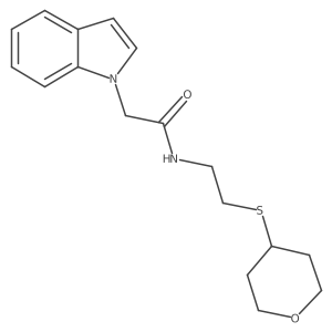 2-(1H-indol-1-yl)-N-(2-((tetrahydro-2H-pyran-4-yl)thio)ethyl)acetamide结构式