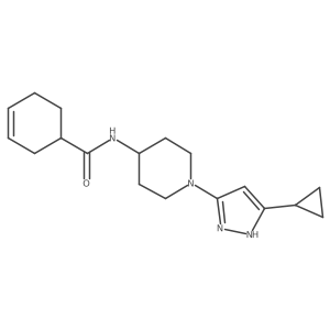 N-(1-(5-cyclopropyl-1H-pyrazol-3-yl)piperidin-4-yl)cyclohex-3-enecarboxamide Structure