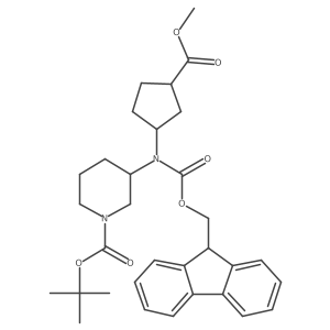 Tert-butyl 3-[9H-fluoren-9-ylmethoxycarbonyl-[(1R,3S)-3-methoxycarbonylcyclopentyl]amino]piperidine-1-carboxylate Structure