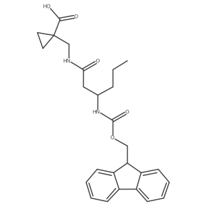 1-{[(3R)-3-({[(9H-fluoren-9-yl)methoxy]carbonyl}amino)hexanamido]methyl}cyclopropane-1-carboxylic acid结构式