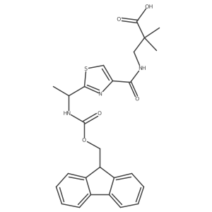 3-({2-[1-({[(9H-fluoren-9-yl)methoxy]carbonyl}amino)ethyl]-1,3-thiazol-4-yl}formamido)-2,2-dimethylpropanoic acid Structure