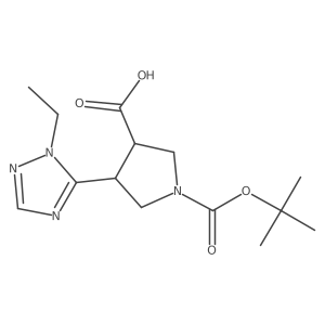 1-[(tert-butoxy)carbonyl]-4-(1-ethyl-1H-1,2,4-triazol-5-yl)pyrrolidine-3-carboxylic acid结构式