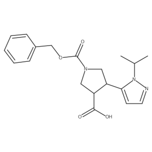 1-[(benzyloxy)carbonyl]-4-[1-(propan-2-yl)-1H-pyrazol-5-yl]pyrrolidine-3-carboxylic acid Structure