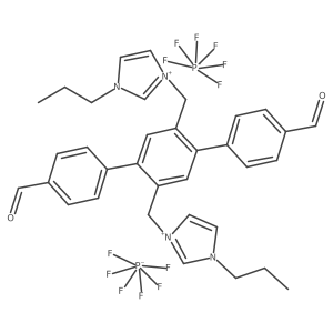 3,3'-((4,4''-Diformyl-[1,1':4',1''-terphenyl]-2',5'-diyl)bis(methylene))bis(1-propyl-1H-imidazol-3-ium) hexafluorophosphate(V)结构式