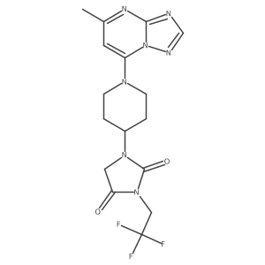 1-(1-{5-Methyl-[1,2,4]triazolo[1,5-a]pyrimidin-7-yl}piperidin-4-yl)-3-(2,2,2-trifluoroethyl)imidazolidine-2,4-dione结构式