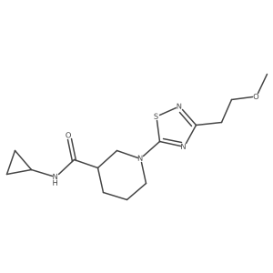 N-cyclopropyl-1-[3-(2-methoxyethyl)-1,2,4-thiadiazol-5-yl]piperidine-3-carboxamide结构式