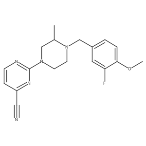 2-{4-[(3-Fluoro-4-methoxyphenyl)methyl]-3-methylpiperazin-1-yl}pyrimidine-4-carbonitrile Structure