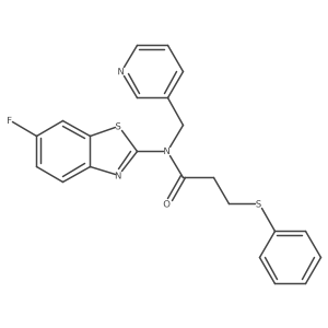 N-(6-fluorobenzo[d]thiazol-2-yl)-3-(phenylthio)-N-(pyridin-3-ylmethyl)propanamide结构式