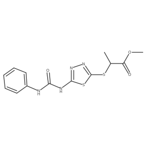 Methyl 2-((5-(3-phenylureido)-1,3,4-thiadiazol-2-yl)thio)propanoate结构式