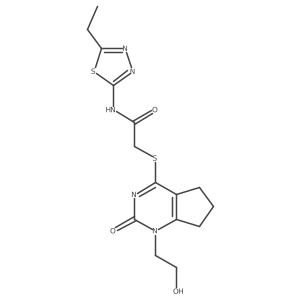 N-(5-ethyl-1,3,4-thiadiazol-2-yl)-2-((1-(2-hydroxyethyl)-2-oxo-2,5,6,7-tetrahydro-1H-cyclopenta[d]pyrimidin-4-yl)thio)acetamide结构式