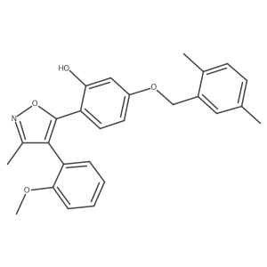 5-[(2,5-Dimethylbenzyl)oxy]-2-[4-(2-methoxyphenyl)-3-methyl-1,2-oxazol-5-yl]phenol Structure