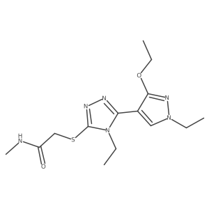 2-((5-(3-ethoxy-1-ethyl-1H-pyrazol-4-yl)-4-ethyl-4H-1,2,4-triazol-3-yl)thio)-N-methylacetamide Structure