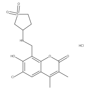 6-Chloro-8-[[(1,1-dioxothiolan-3-yl)amino]methyl]-7-hydroxy-3,4-dimethylchromen-2-one;hydrochloride结构式