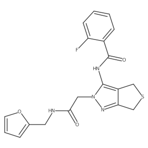 2-fluoro-N-(2-(2-((furan-2-ylmethyl)amino)-2-oxoethyl)-4,6-dihydro-2H-thieno[3,4-c]pyrazol-3-yl)benzamide Structure