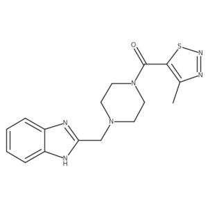 (4-((1H-benzo[d]imidazol-2-yl)methyl)piperazin-1-yl)(4-methyl-1,2,3-thiadiazol-5-yl)methanone结构式