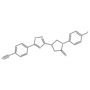 4-{3-[1-(4-Fluorophenyl)-5-oxopyrrolidin-3-yl]-1,2,4-oxadiazol-5-yl}benzonitrile结构式