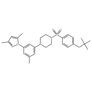 4-(3,5-dimethyl-1H-pyrazol-1-yl)-2-methyl-6-(4-((4-(trifluoromethoxy)phenyl)sulfonyl)piperazin-1-yl)pyrimidine Structure