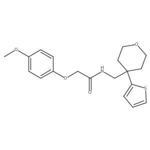 2-(4-methoxyphenoxy)-N-((4-(thiophen-2-yl)tetrahydro-2H-pyran-4-yl)methyl)acetamide Structure
