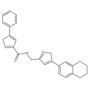 N-((5-(2,3-dihydrobenzo[b][1,4]dioxin-6-yl)isoxazol-3-yl)methyl)-5-phenylisoxazole-3-carboxamide结构式