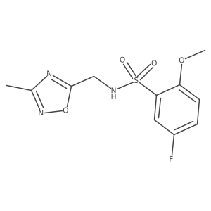5-fluoro-2-methoxy-N-((3-methyl-1,2,4-oxadiazol-5-yl)methyl)benzenesulfonamide结构式