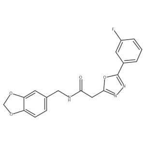 N-(benzo[d][1,3]dioxol-5-ylmethyl)-2-(5-(3-fluorophenyl)-1,3,4-oxadiazol-2-yl)acetamide Structure