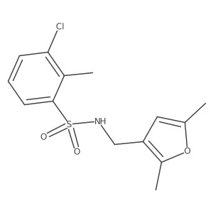 3-chloro-N-((2,5-dimethylfuran-3-yl)methyl)-2-methylbenzenesulfonamide结构式
