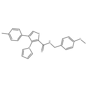 N-(4-methoxybenzyl)-3-(1H-pyrrol-1-yl)-4-(p-tolyl)thiophene-2-carboxamide结构式